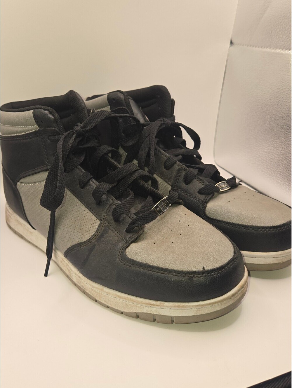 FUBU Men's High-Top Sneakers Size 11.5 Black and Gray Synthetic Leather